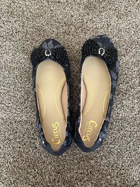Circus by Sam Edelman Navy Beaded Bow Coquette Girl Floral Ballet Flats
